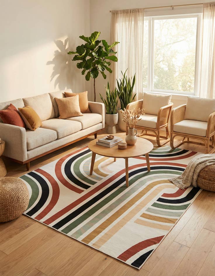 Detail image of 7' 10 x 10' Easy-Clean Modern Indoor / Outdoor Rug