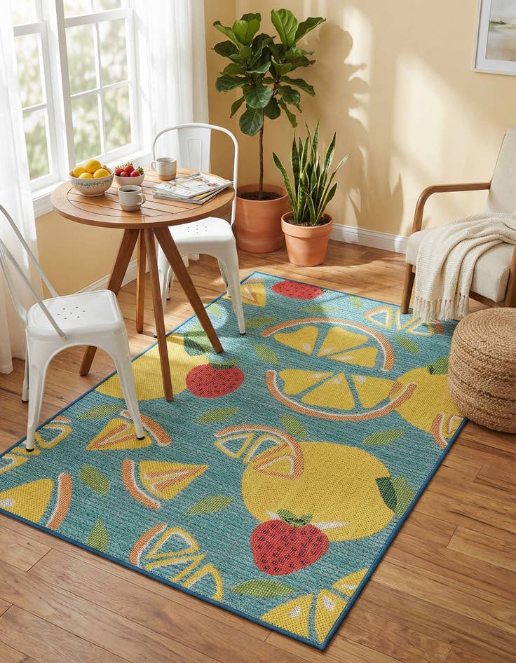 Detail image of 4' 1 x 6' 1  Washable Baja Indoor / Outdoor Rug
