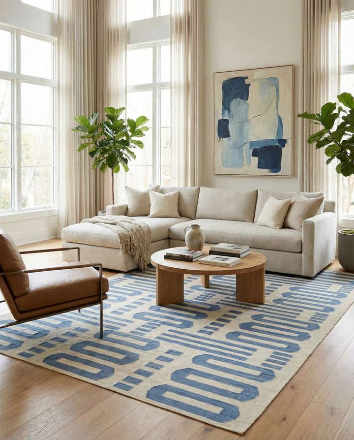 6' 10 x 9' 9 Hand Woven Kilim Modern Wool Rug