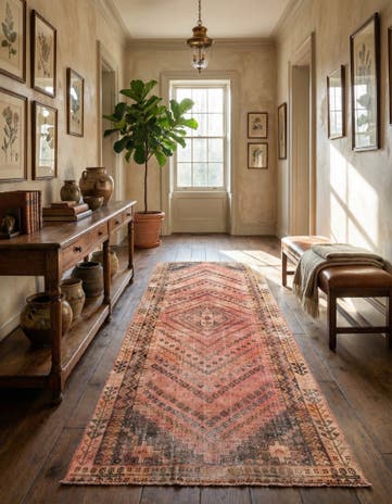 3' 9 x 9' 7 Hand Knotted Ultra Vintage Persian Wool Runner Rug