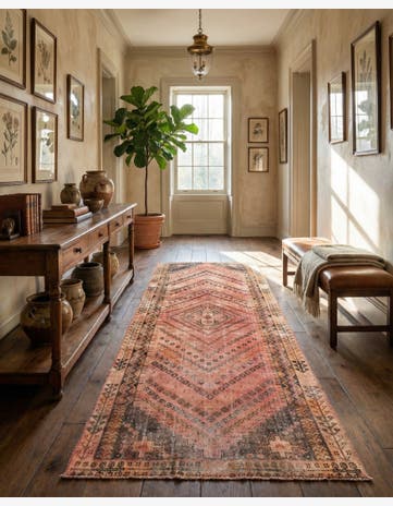 3' 9 x 9' 7 Hand Knotted Ultra Vintage Persian Wool Runner Rug