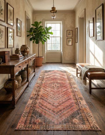 3' 9 x 9' 7 Hand Knotted Ultra Vintage Persian Wool Runner Rug