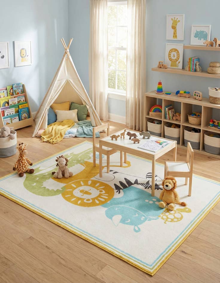 Detail image of  7' 10 x 10' Animals Whimsy Kids Rug