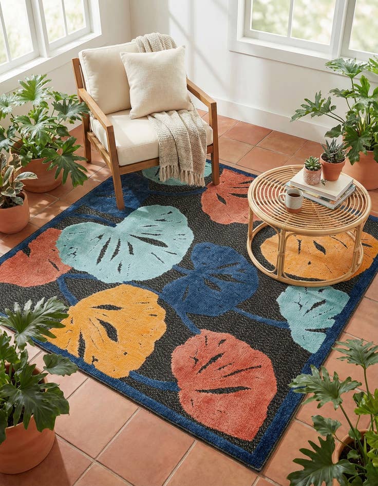 Detail image of 5' 3 x 5' 3  Washable Belize Indoor / Outdoor Square Rug