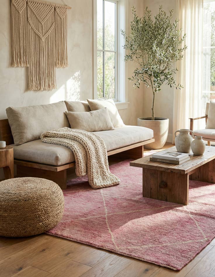 Detail image of  4' 9 x 6' 7  Hand Knotted Moroccan Wool Rug