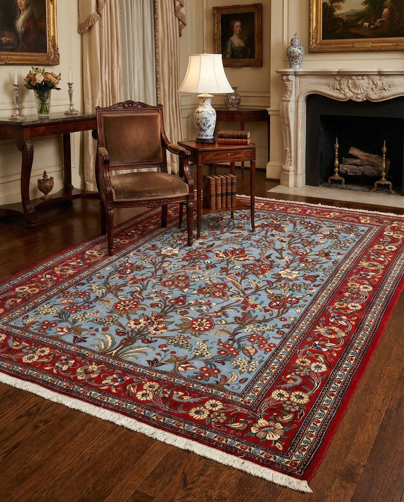 150cm x 210cm Handgeknüpft Qom Persisch Teppich
