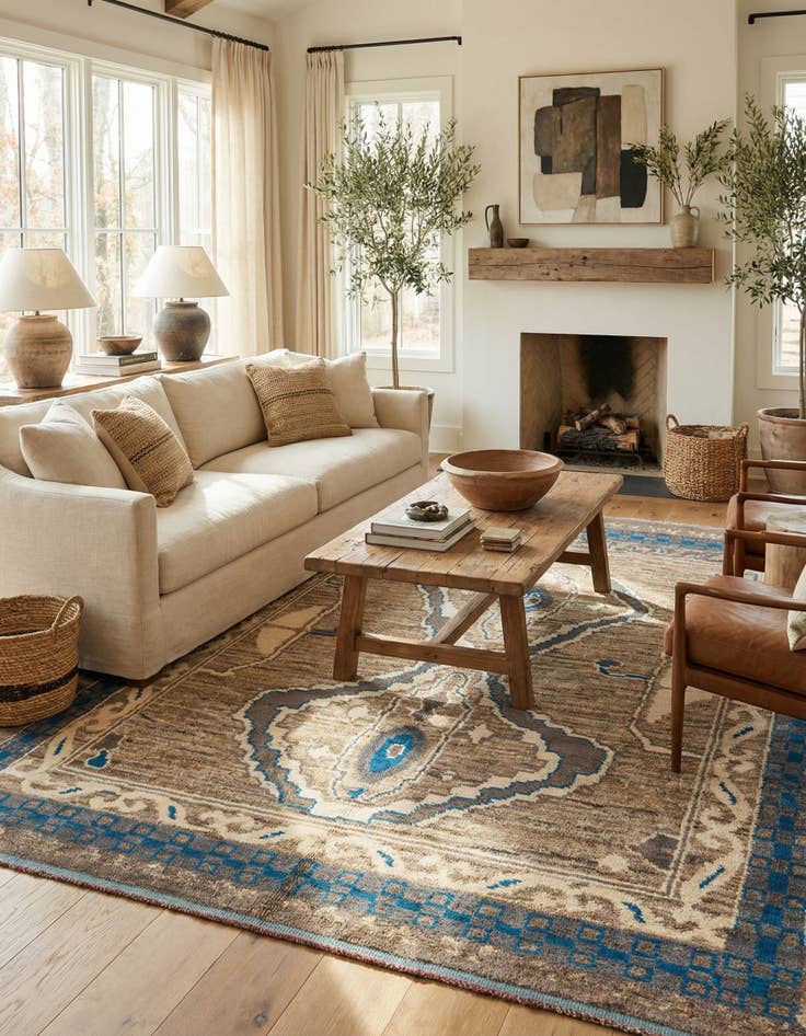 Detail image of  7' 6 x 10' 4  Hand Knotted Moroccan Wool Rug