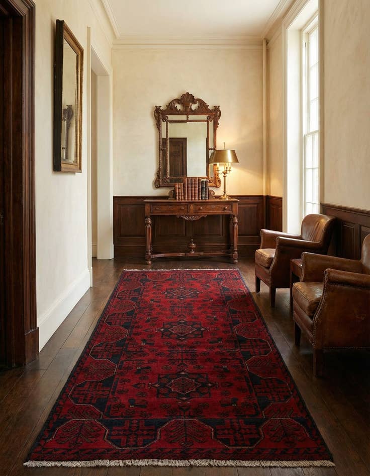 Detail image of  2' 7 x 6' 2  Hand Knotted Khal Mohammadi Wool Runner Rug