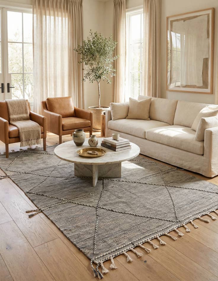 Detail image of 6' 4 x 10' Hand Knotted Moroccan Wool Rug