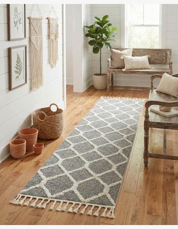 Gray Boho Runner Rug