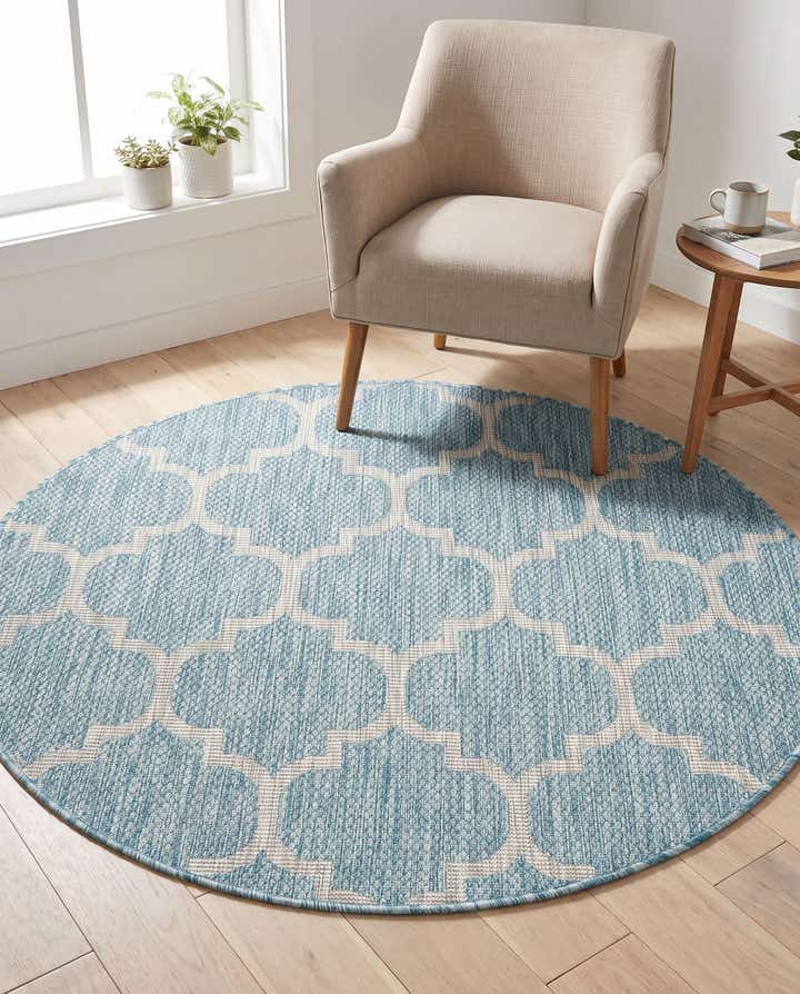 4' x 4' Easy-Clean Trellis Indoor / Outdoor Round Rug