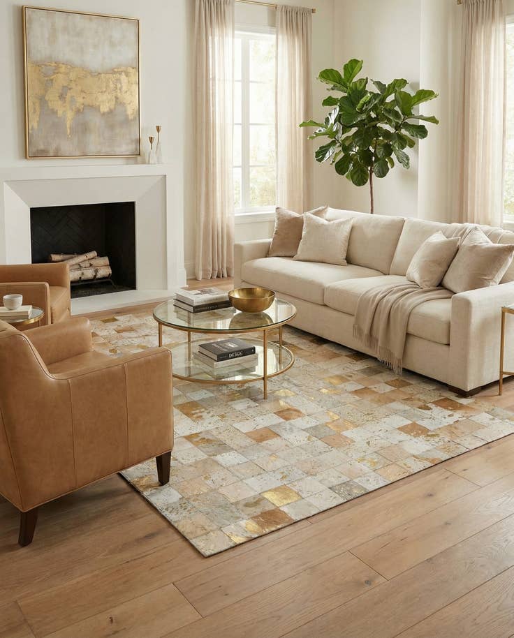 Detail image of 5' x 7' 10 Cowhide - Patchwork Rug