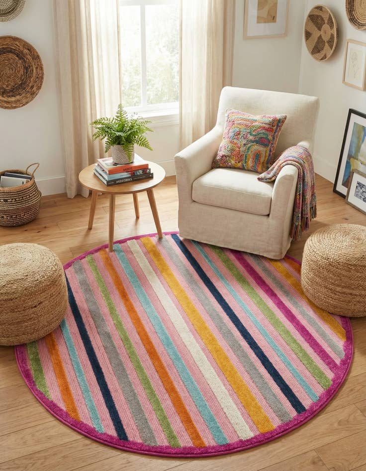 Detail image of 5' 3 x 5' 3  Washable Aruba Indoor / Outdoor Round Rug