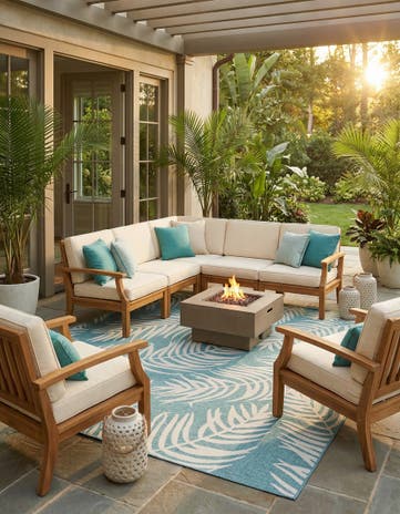 13' x 13' Easy-Clean Botanical Indoor / Outdoor Square Rug