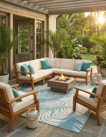 13' x 13' Easy-Clean Botanical Indoor / Outdoor Square Rug