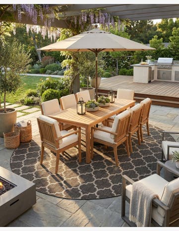 Black Easy-Clean Lattice Indoor / Outdoor Round Rug
