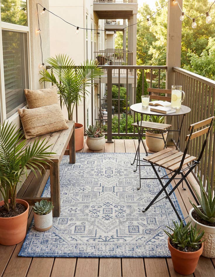 Detail image of 3' x 5' 3  Washable Aztec Indoor / Outdoor Rug