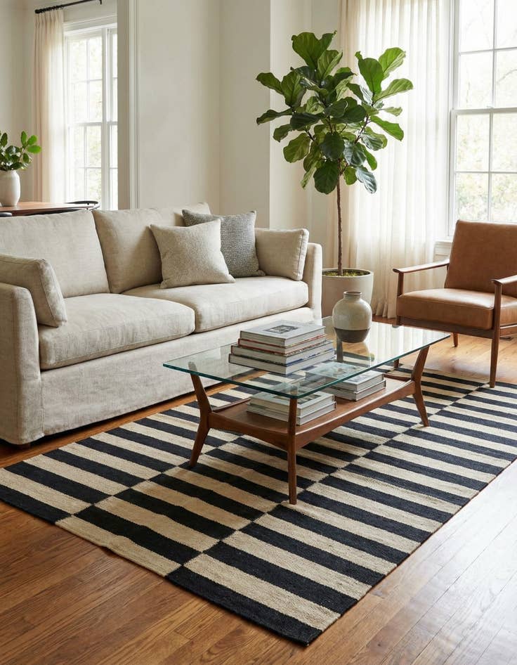 Detail image of 3' 4 x 4' 11  Hand Woven Kilim Modern Wool Rug