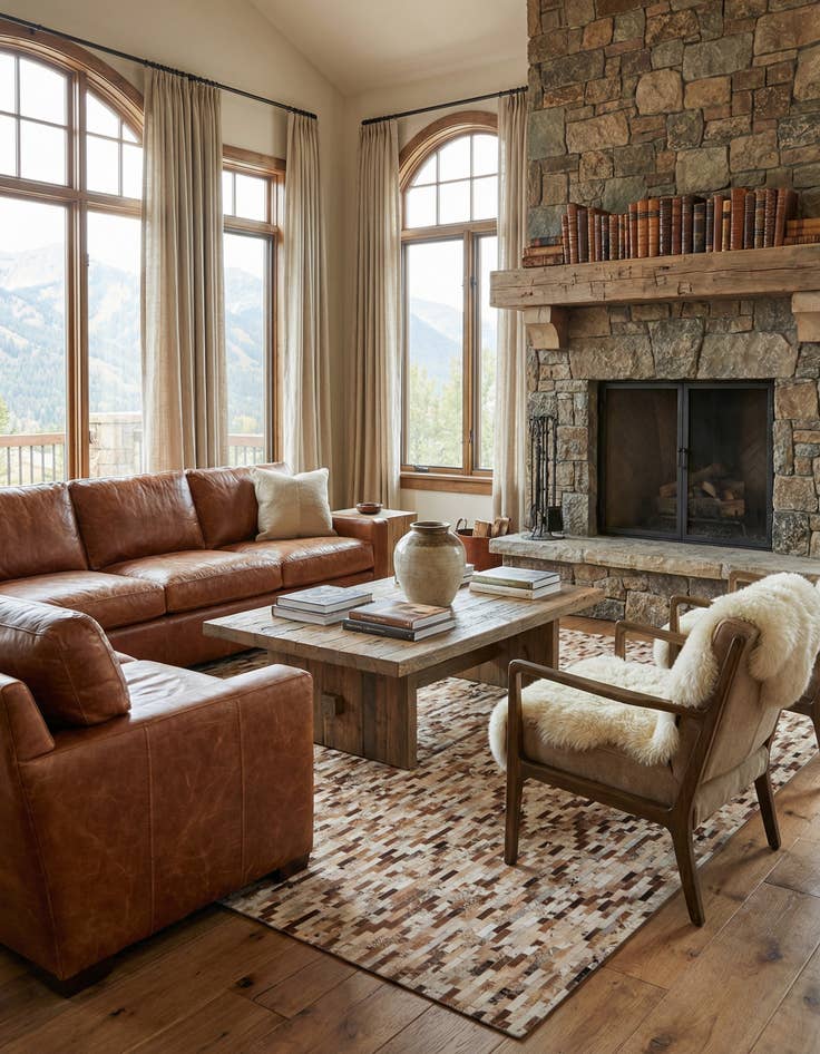 Detail image of 8' 1 x 9' 10 Cowhide Leather Rug