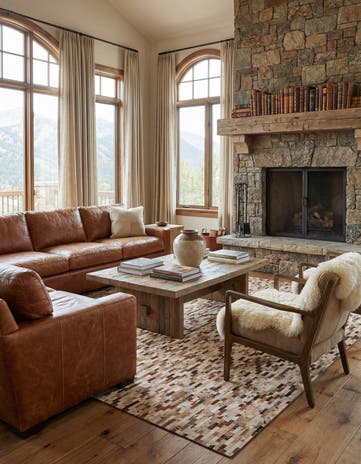 8' 1 x 9' 10 Cowhide Leather Rug