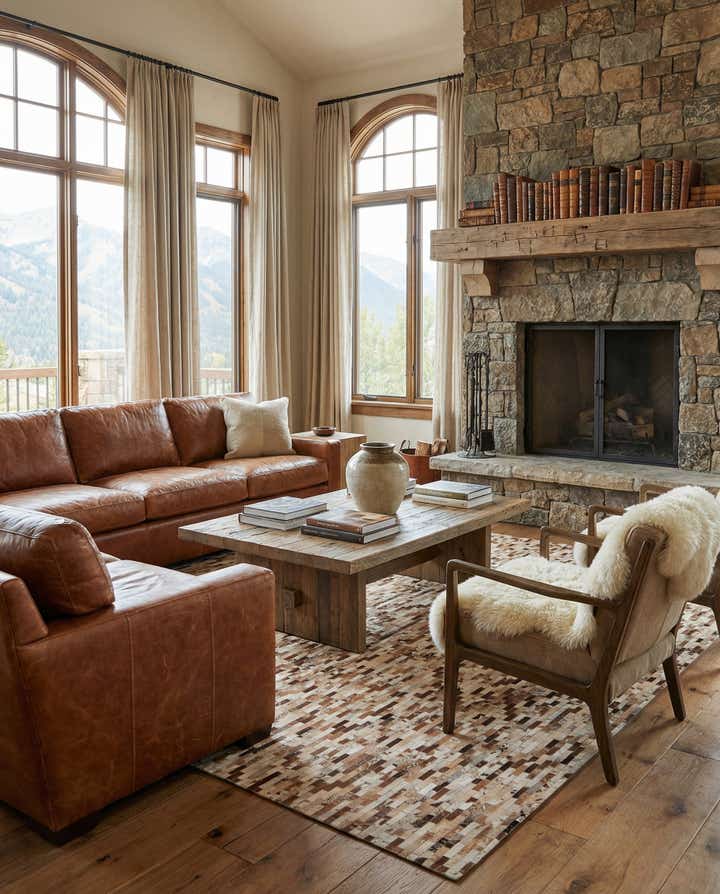 8' 1 x 9' 10 Cowhide Leather Rug