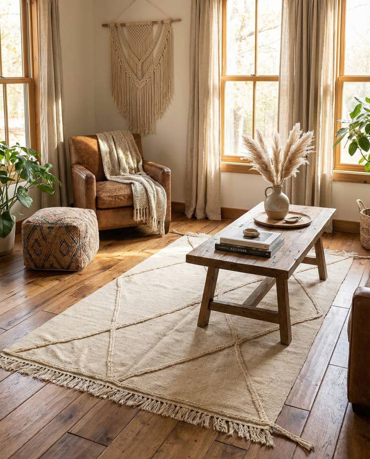 Detail image of 3' 6 x 5' Hand Knotted Moroccan Wool Rug