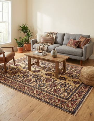 4' 9 x 6' 2 Hand Knotted Kazak Rug