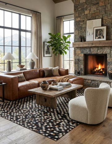 5' x 8' Cowhide Leather Rug