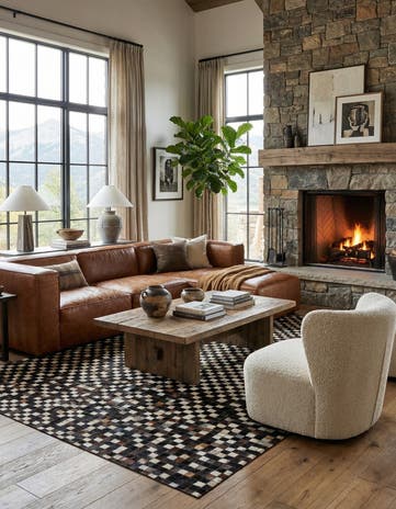 5' x 8' Cowhide Leather Rug