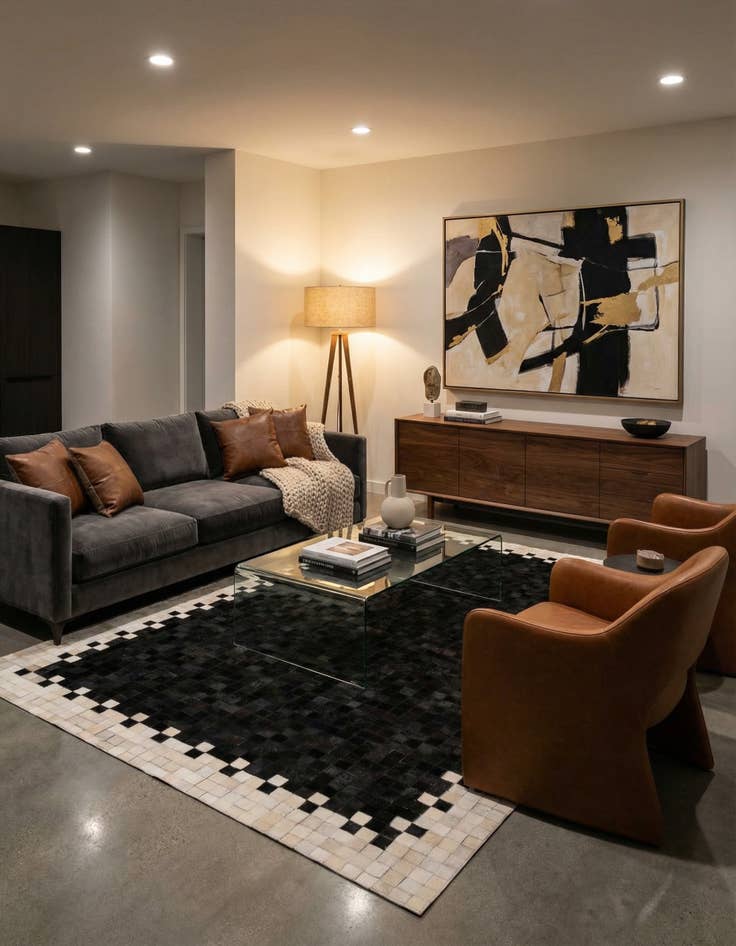 Detail image of 5' x 7' 10 Cowhide Stocks Rug