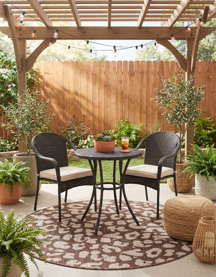 Detail image of 3' x 3'  Washable Safari Indoor / Outdoor Round Rug