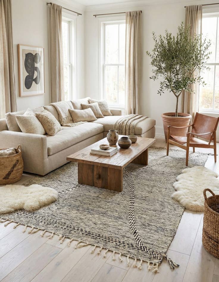 Detail image of 6' 7 x 10' 9  Hand Knotted Moroccan Wool Rug