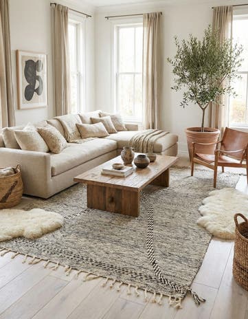 6' 7 x 10' 9 Hand Knotted Moroccan Wool Rug