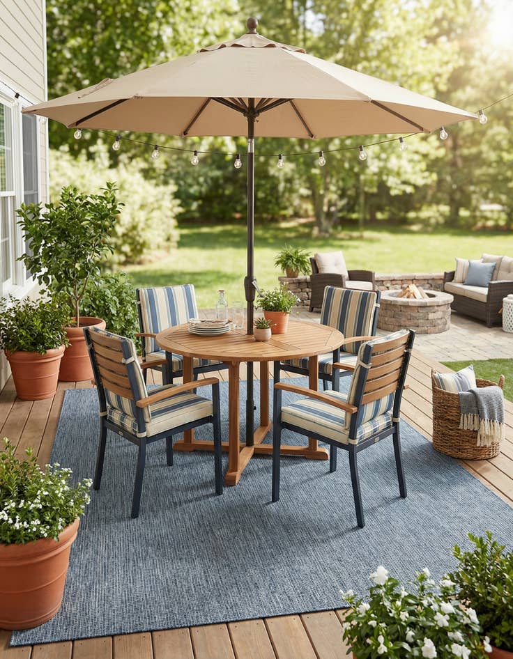 Detail image of 7' 10 x 11' Easy-Clean Solid Indoor / Outdoor Rug