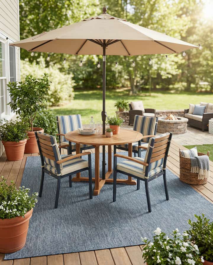 7' 10 x 11' Easy-Clean Solid Indoor / Outdoor Rug