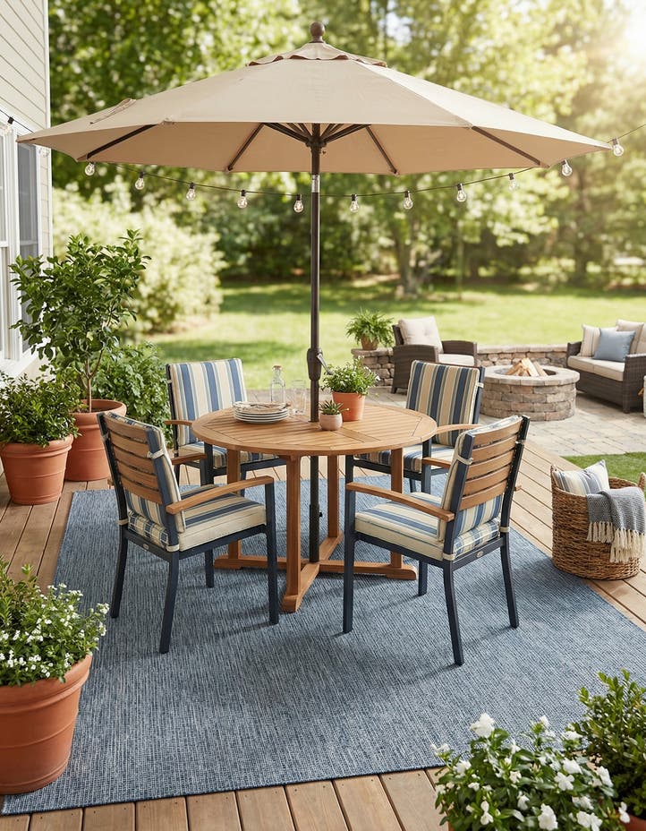 7' 10 x 11' Easy-Clean Solid Indoor / Outdoor ...