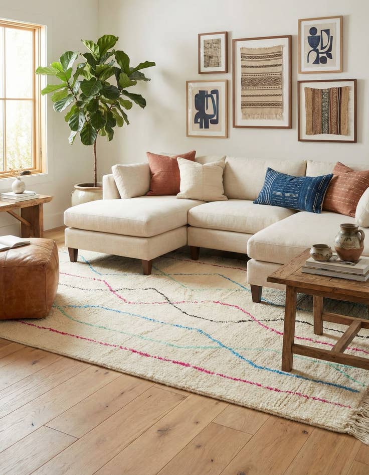 Detail image of 5' x 8'  Hand Knotted Moroccan Wool Rug