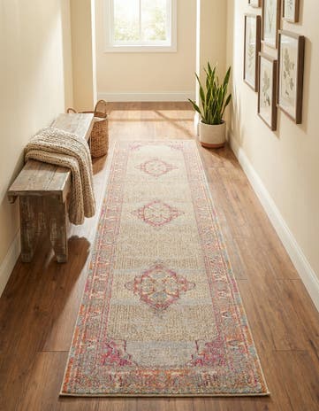 Light Blue Washable Palazzo Runner Rug