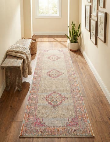 Light Blue Washable Palazzo Runner Rug