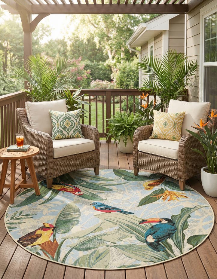 5' x 5' Easy-Clean Botanical Indoor / Outd...