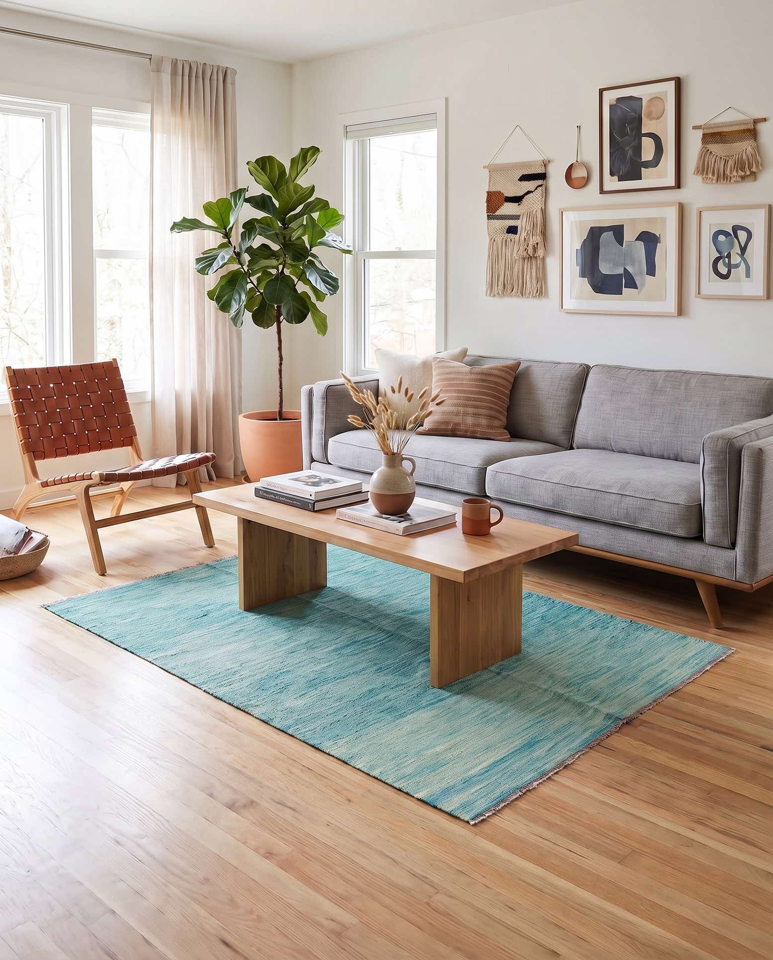 120cm x 185cm Handgewebt Kilim Modern Wolle Teppich