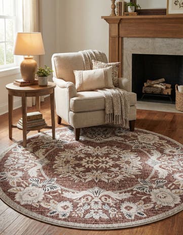 Dusty Rose Eco Traditional Round Rug