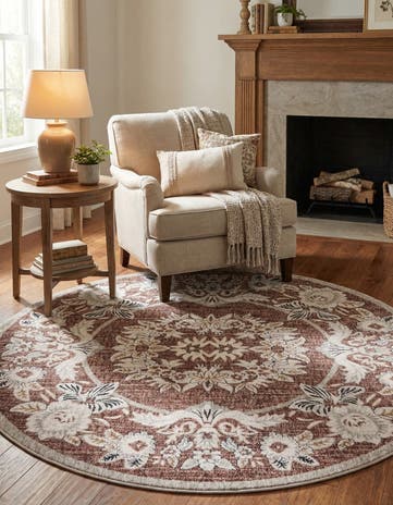 Dusty Rose Eco Traditional Round Rug