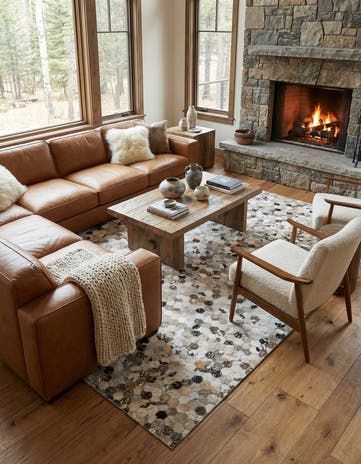 5' x 8' 1 Cowhide Leather Rug