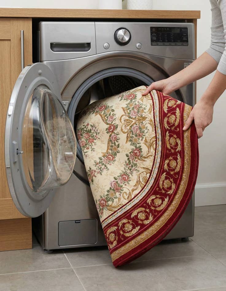 Detail image of 7' 10 x 7' 10  Washable Traditional Indoor / Outdoor Round Rug