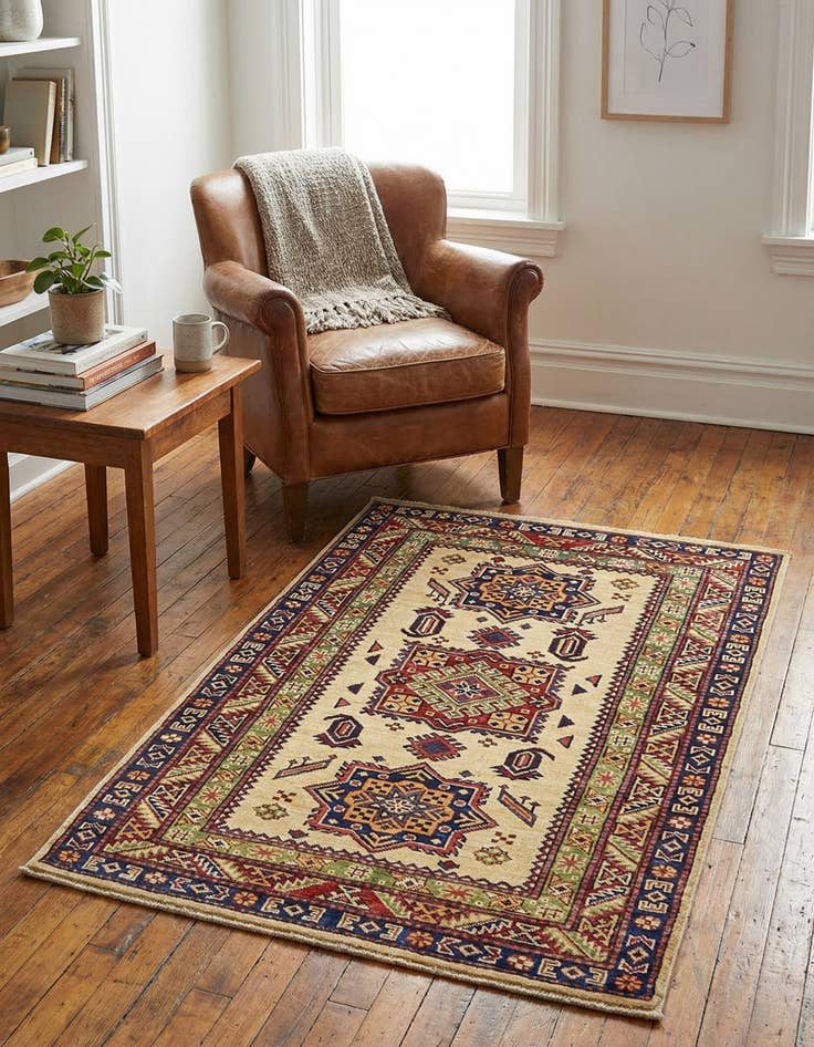 Detail image of  2' 9 x 4'  Hand Knotted Kazak Rug