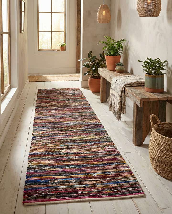 2' 7 x 10' Hand Woven Chindi Cotton Runner Rug