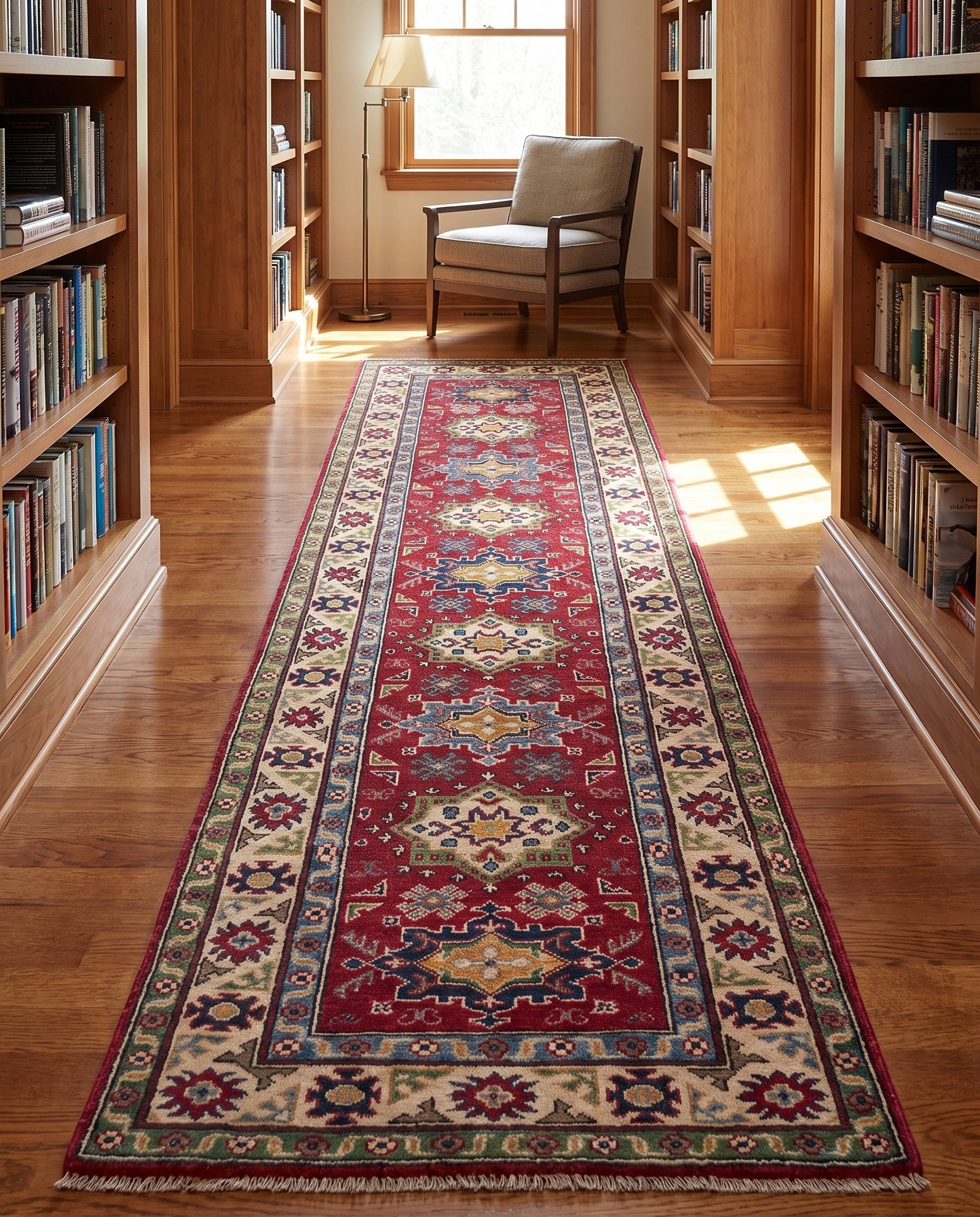 80cm x 295cm Hand Knotted Kazak Runner Rug