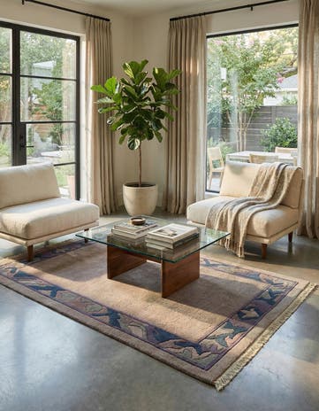 4' 3 x 6' 2 Hand Knotted Tibet Wool Rug