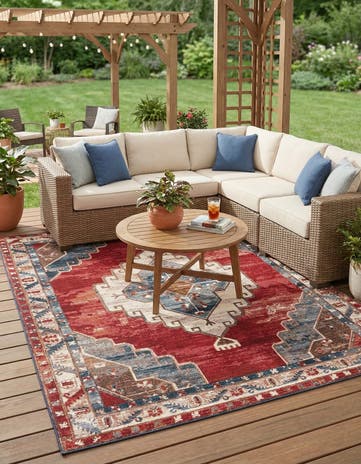 7' 10 x 10' Easy-Clean Traditional Indoor / Outdoor Rug